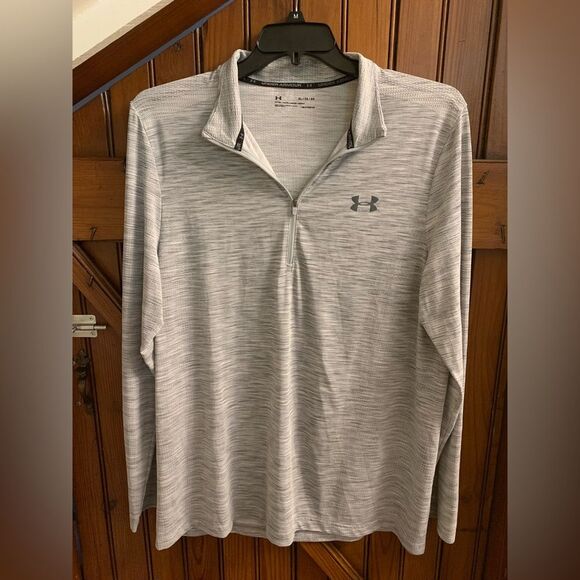 Under Armour Men's Threadborne Quarter Zip  Heat Gear WHITE/GREY XL - Picture 2 of 5